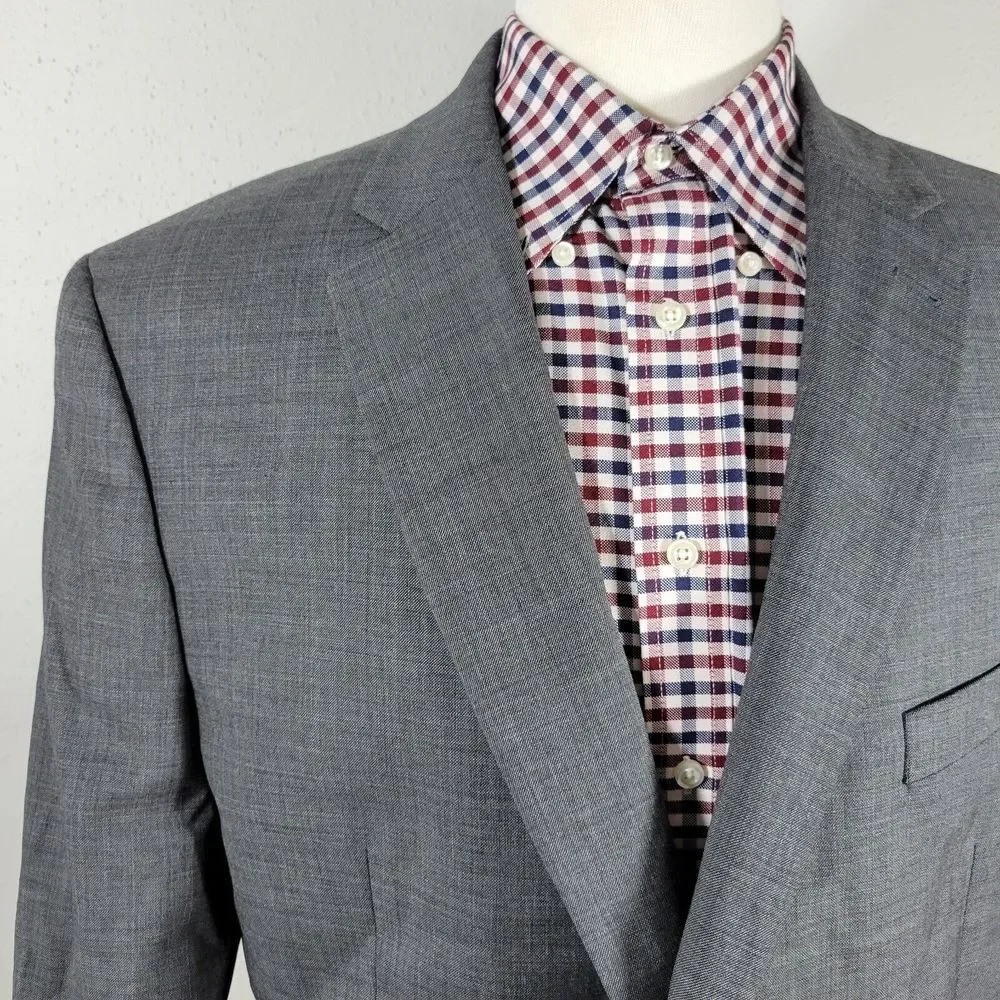 Lauren Ralph Lauren Men's Sport Coat Blazer Gray Natural Wool‎ Stretch Size 46L